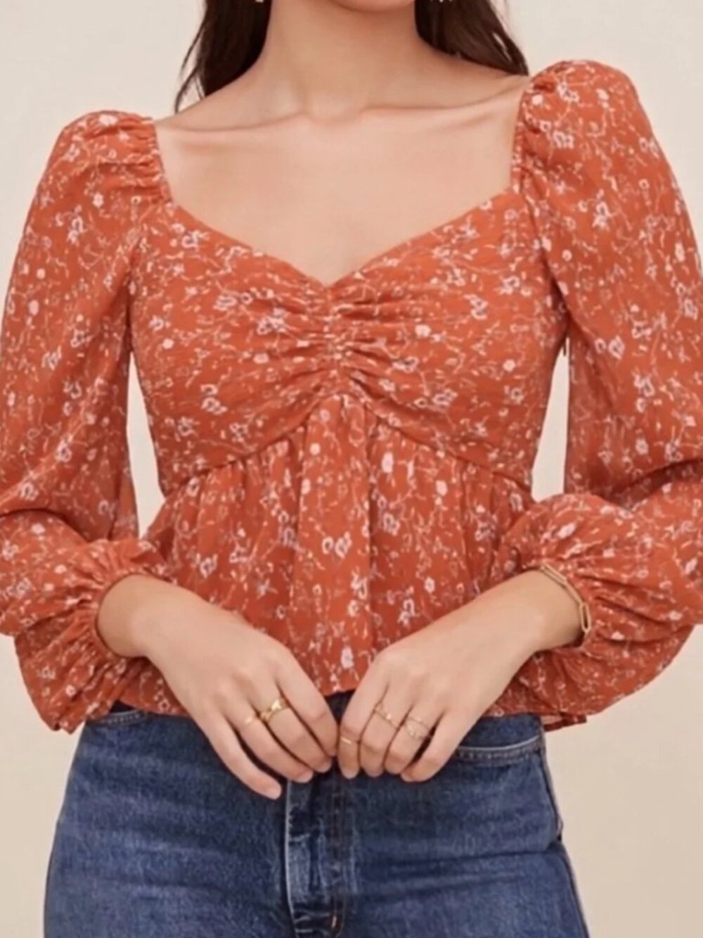 ASTR the Label Long Sleeve Sweetheart Top S